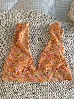 Billabong Peach Floral Bikini Top - Pink & Orange Accents